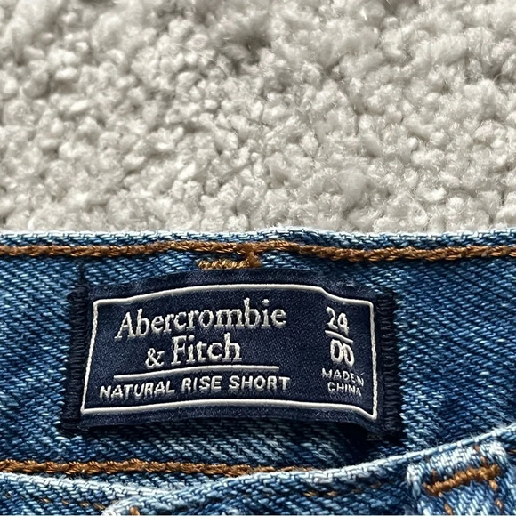 Abercrombie & Fitch Dark Blue Frayed Jean Shorts - Picture 2 of 9